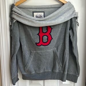 Gray off the shoulder Boston Red Sox sweatshirt